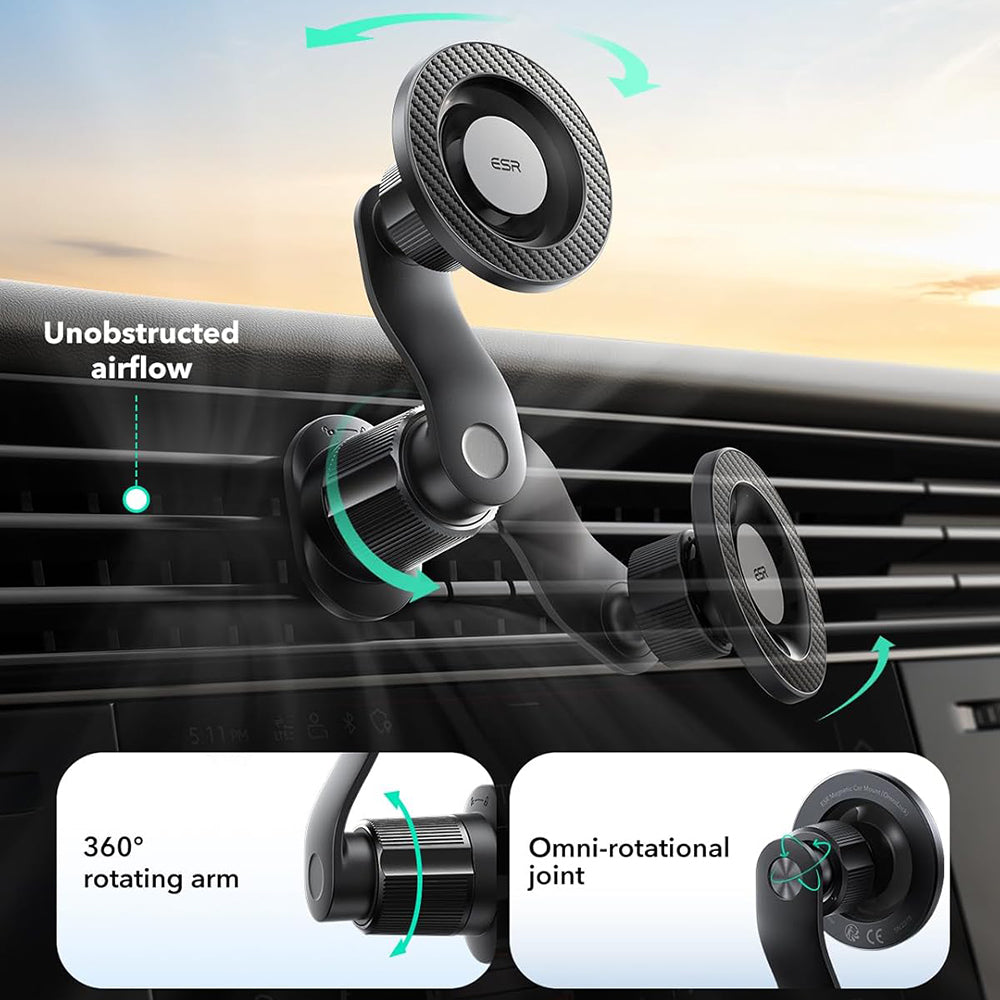 Support Auto Magnétique ESR OmniLock Vent, Universel, Noir