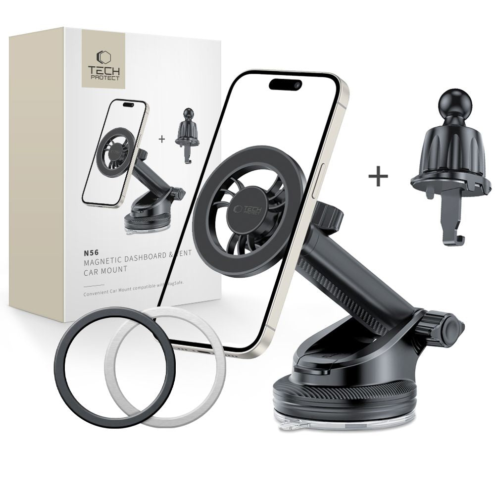 Support Auto Magnétique Tech-Protect N56 2en1, Universel, Noir