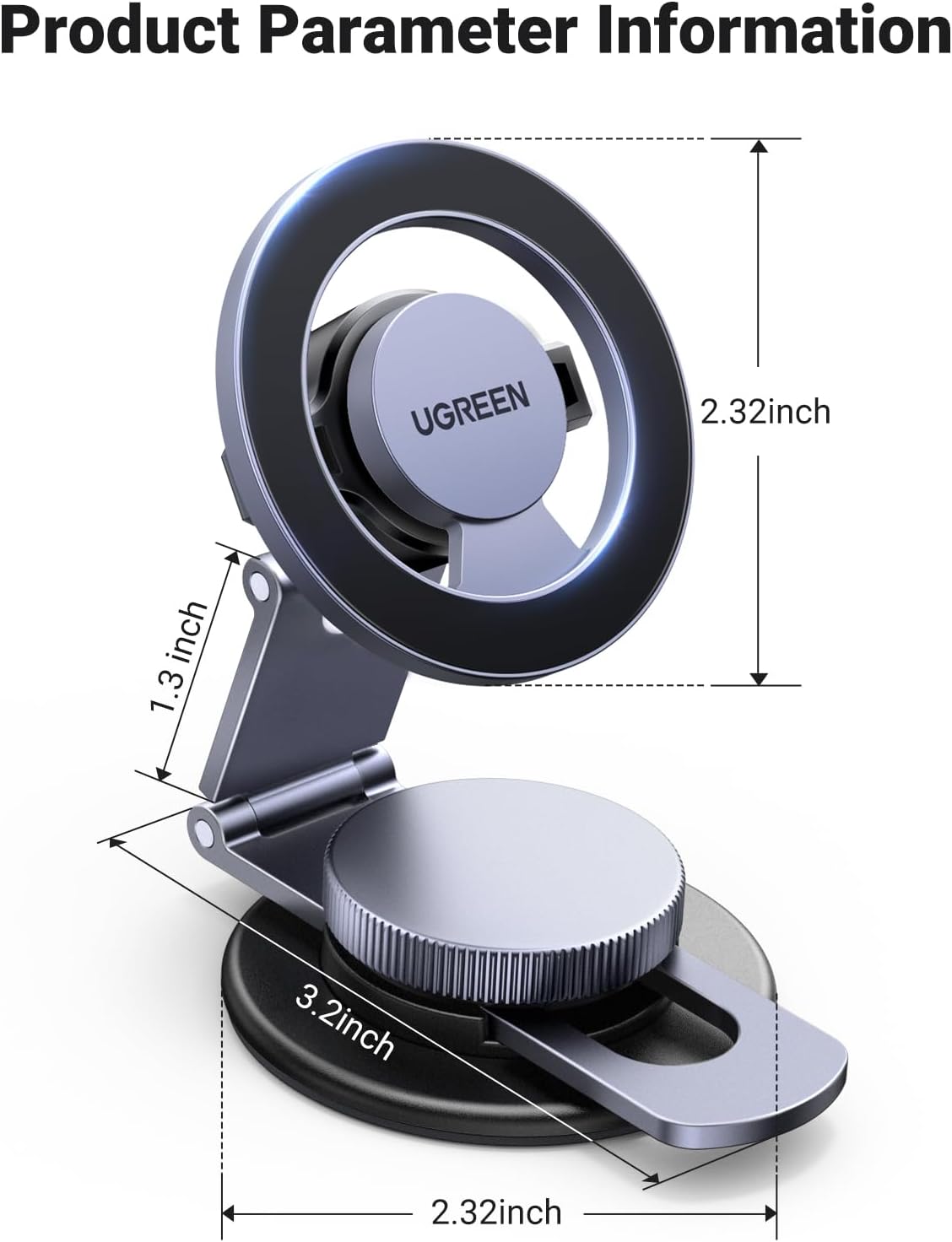 Support Auto Magnétique UGREEN LP865, Universel, Noir