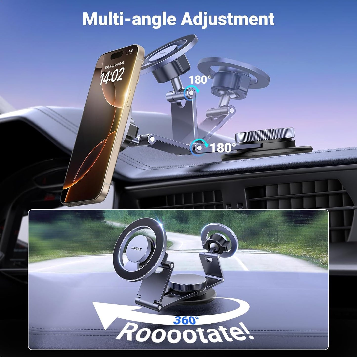 Support Auto Magnétique UGREEN LP865, Universel, Noir