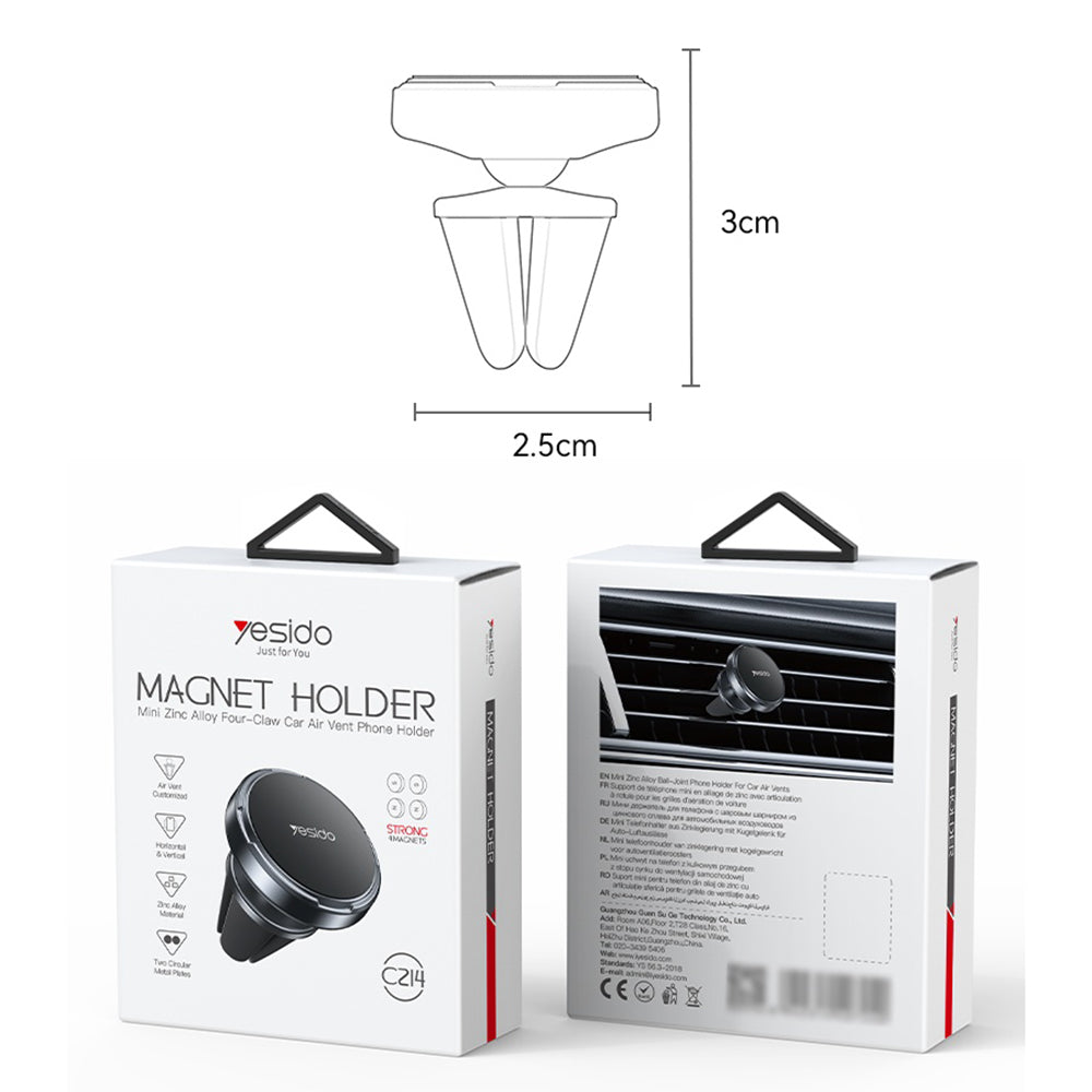 Support Auto Magnétique Yesido C214, Universel, Noir