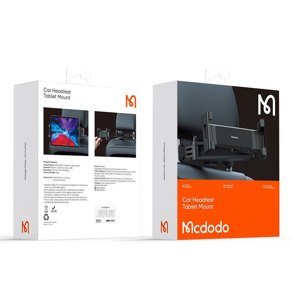 Support Auto Appui-tête McDodo CM-4320 pour Téléphone / Tablette, 4.7inch - 12.9inch, Noir