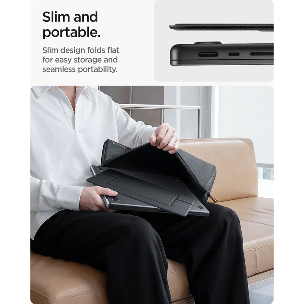 Support Spigen Slim Fold LD201-S7 pour ordinateur portable max. 14 pouces, Noir AMP11116