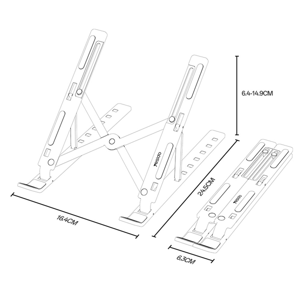 Support Yesido LP07 pour ordinateur portable 13 pouces - 20 pouces, Argenté