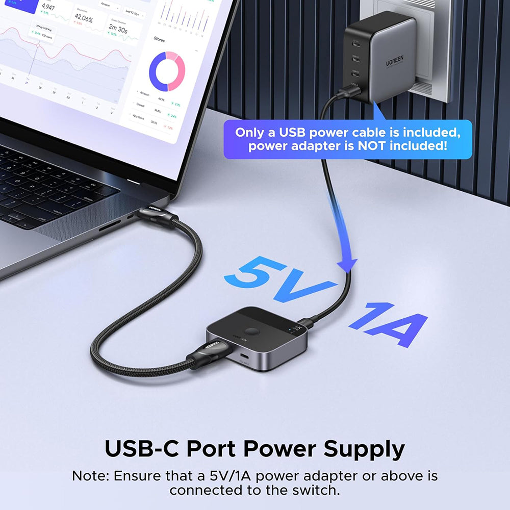 Commutateur Vidéo HDMI / USB-C UGREEN AW503 (55452), Gris