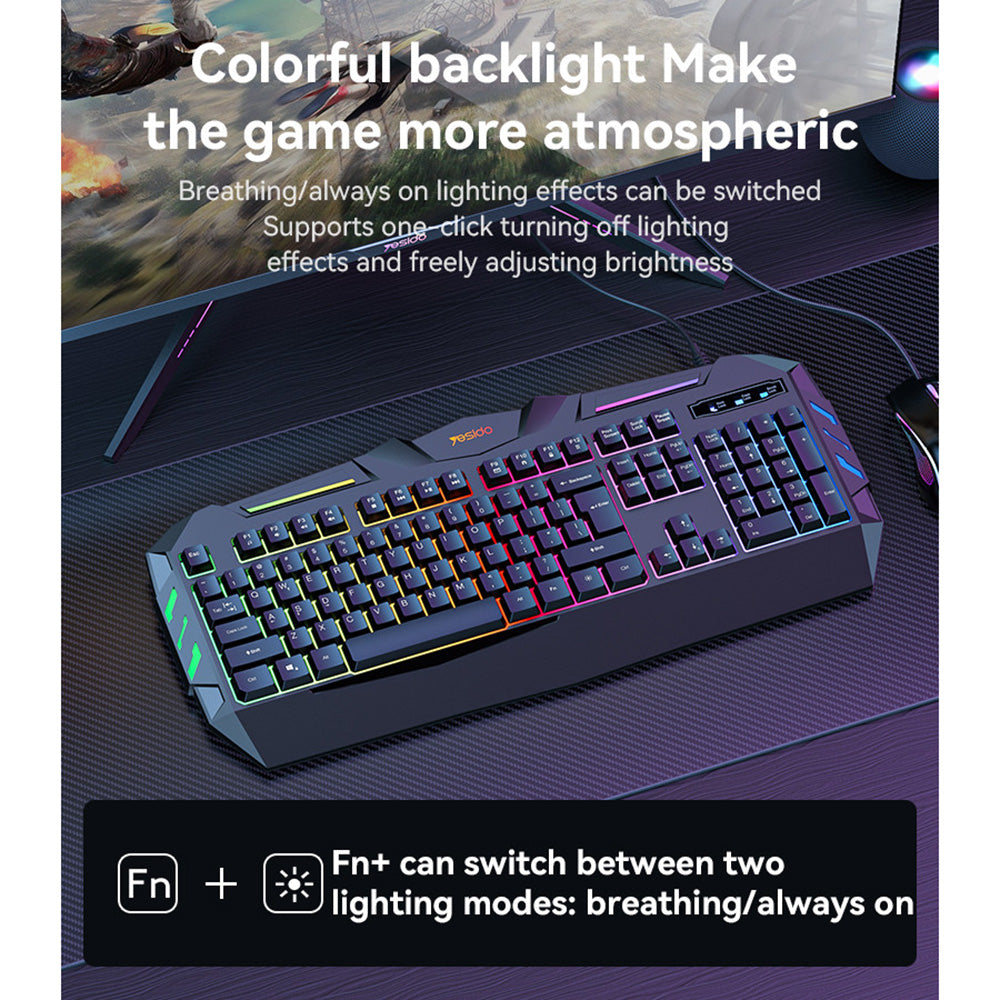 Clavier sans fil Yesido KB21, RGB, 1.5m, Noir