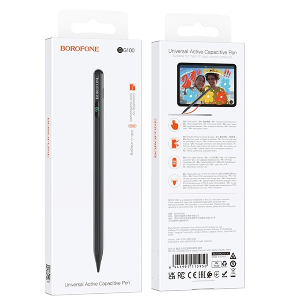 Stylet Borofone BG100, Version Active, Noir