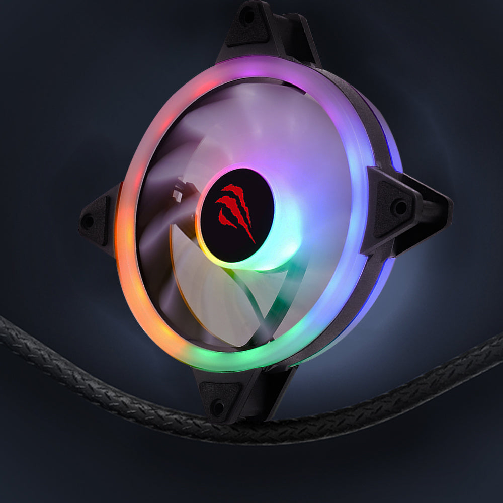 Ventilateur HAVIT F2089, RGB, 1200RPM, 35dB, 1.32W, Noir