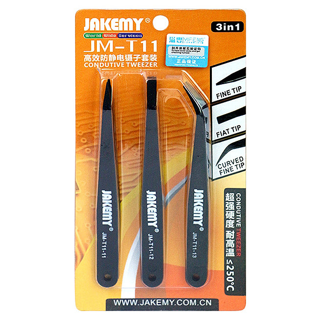Pince à épiler antistatique Jakemy JM-T11, 3en1