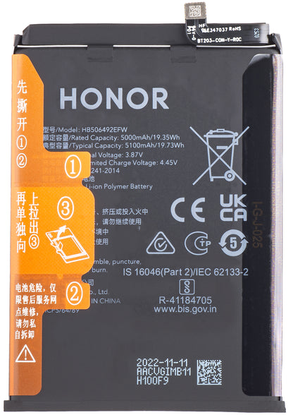 Batterie Honor Magic5 Lite, HB506492EFW, Service Pack 0235AEMV 