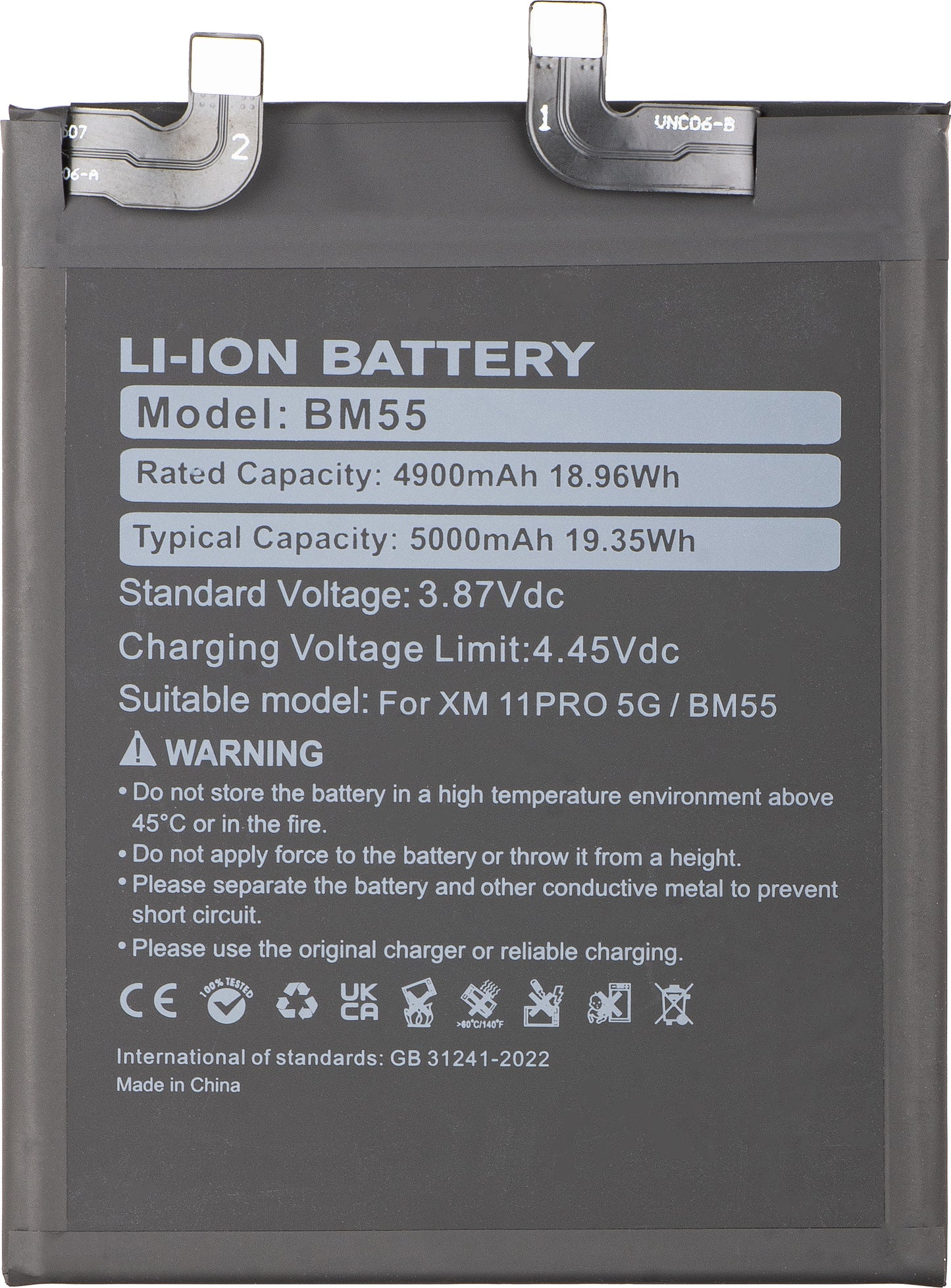 Batterie pour Xiaomi Mi 11 Ultra, BM55