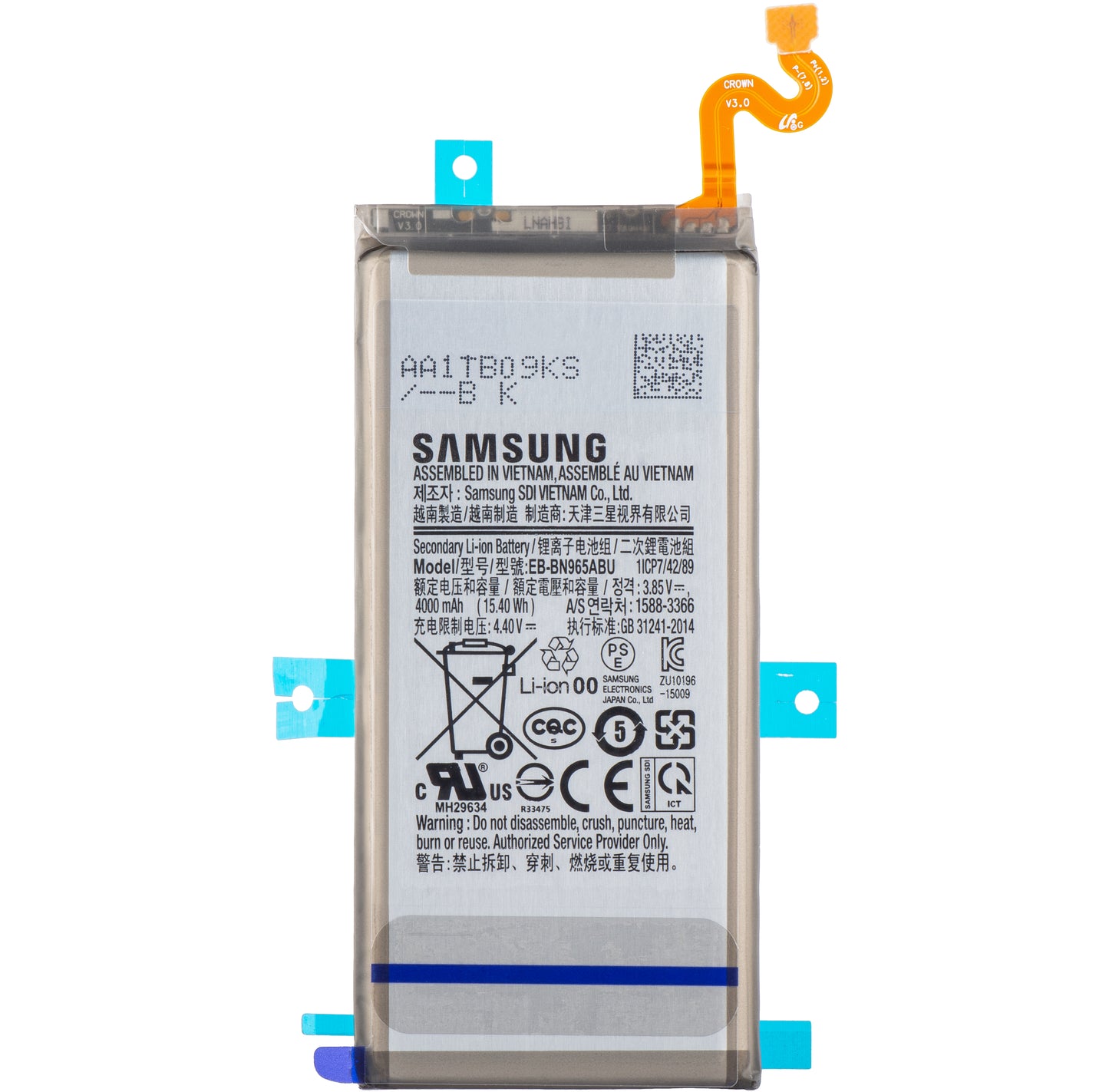 Batterie Samsung Galaxy Note 9 N960, EB-BN960ABE, Service Pack GH82-17562A 