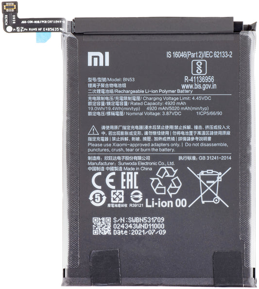 Batterie Xiaomi Redmi Note 10 Pro / Note 9 Pro, BN53, Service Pack 46020000155Z