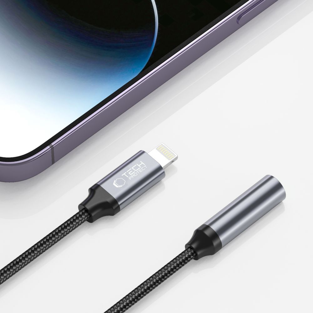Adaptateur Audio Lightning - 3.5mm Tech-Protect Ultraboost, Noir