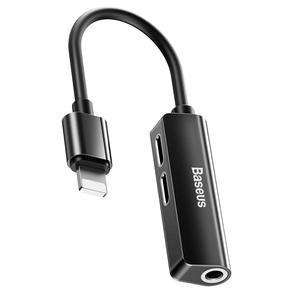 Adaptateur Audio Lightning - Lightning / 3,5 mm Baseus L52, Noir, Reconditionné CALL52-01