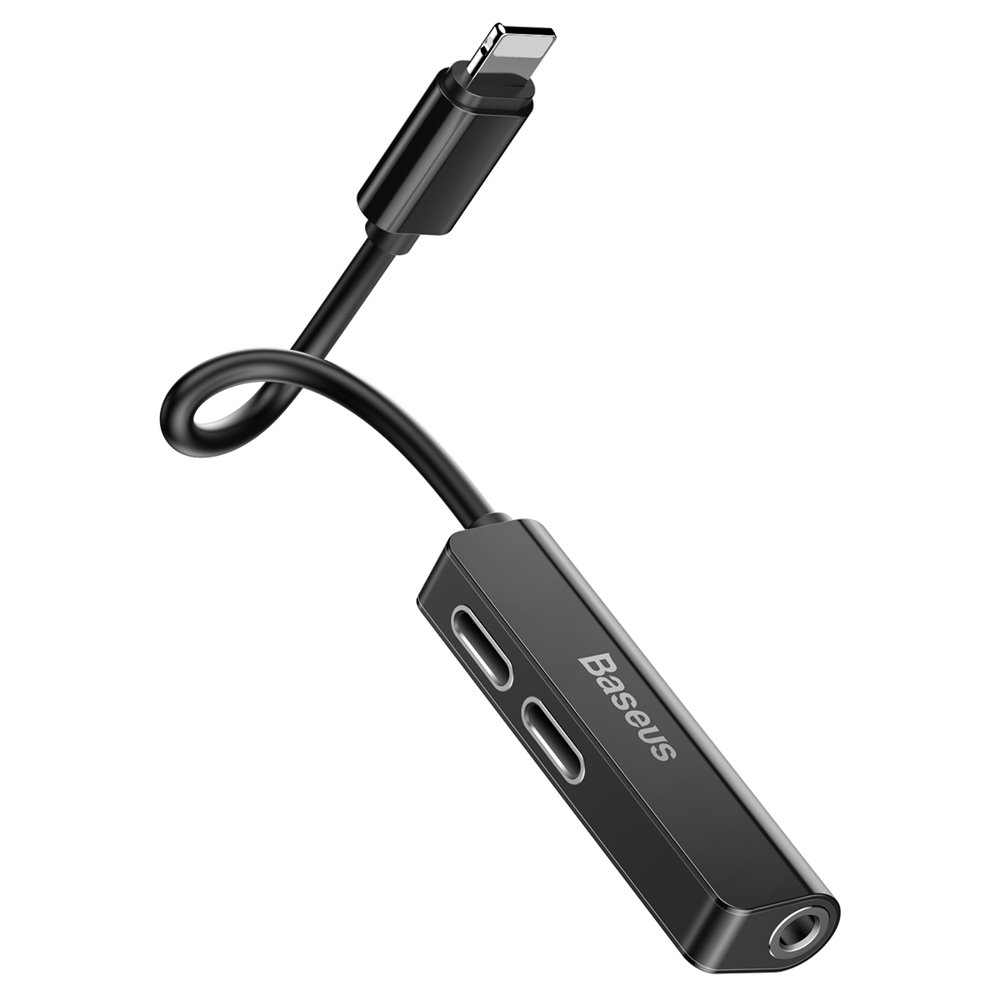 Adaptateur Audio Lightning - Lightning / 3,5 mm Baseus L52, Noir, Reconditionné CALL52-01