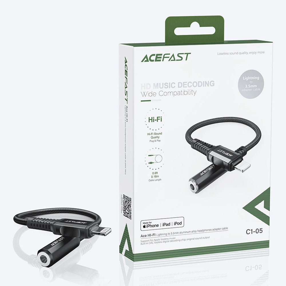 Adaptateur Audio Lightning - 3.5mm Acefast C1-05, Noir