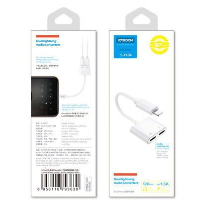Adaptateur Audio Lightning - 2 x Lightning Joyroom S-Y104, Blanc