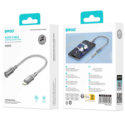 Adaptateur Audio Lightning - 3,5 mm BWOO BZ66, Gris