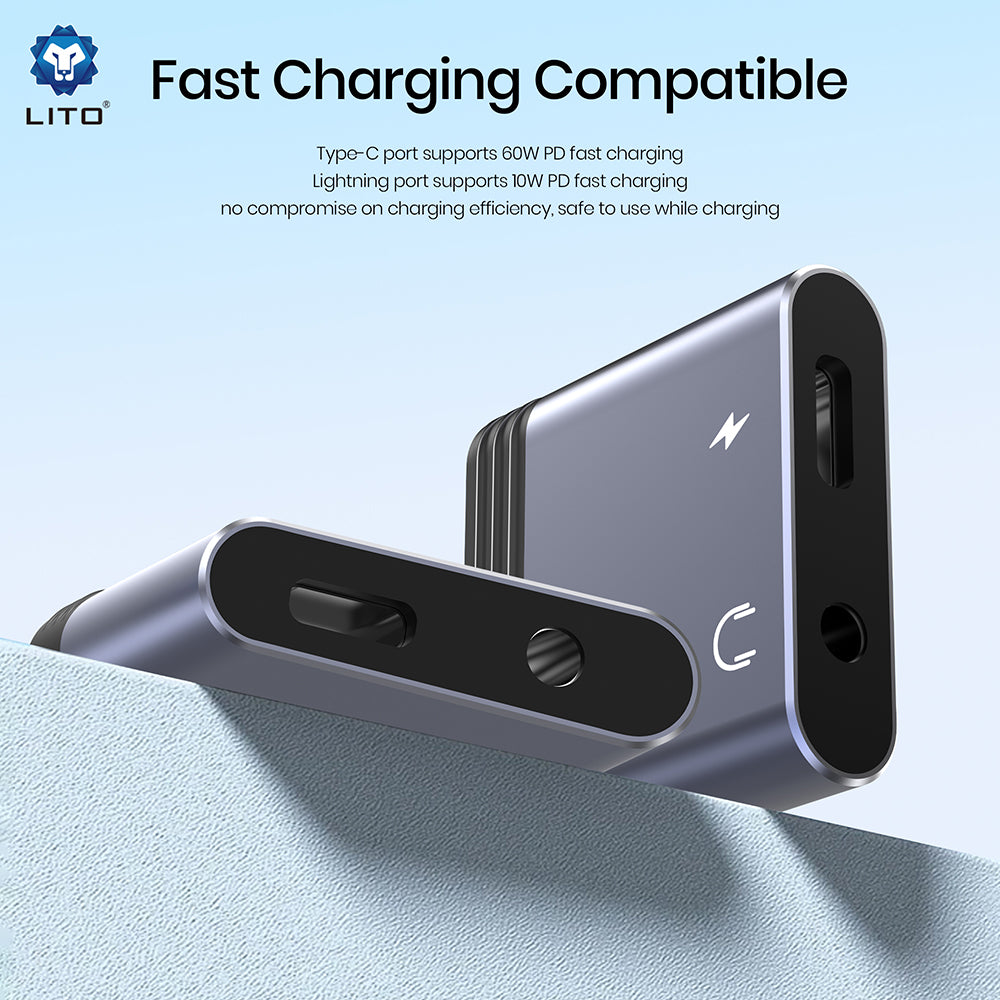 Adaptateur Audio Lightning - Lightning / 3.5mm Lito LA04L, Noir