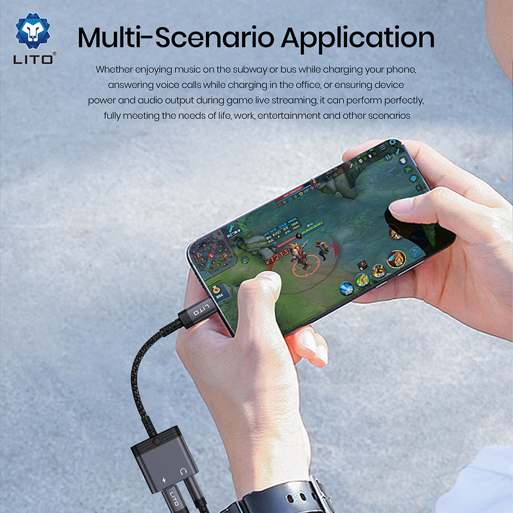 Adaptateur Audio Lightning - Lightning / 3.5mm Lito LA04L, Noir