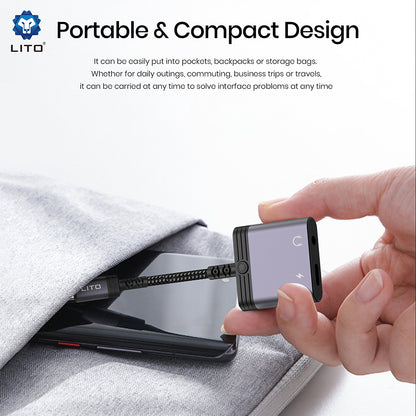 Adaptateur Audio Lightning - Lightning / 3.5mm Lito LA04L, Noir