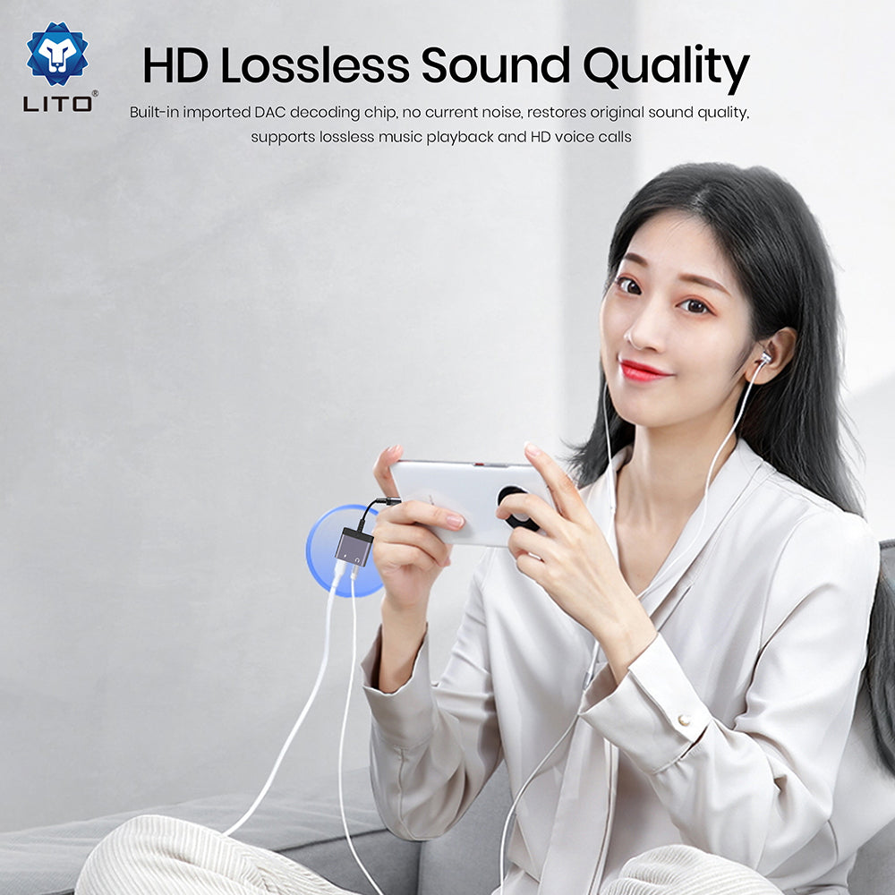 Adaptateur Audio Lightning - Lightning / 3.5mm Lito LA04L, Noir