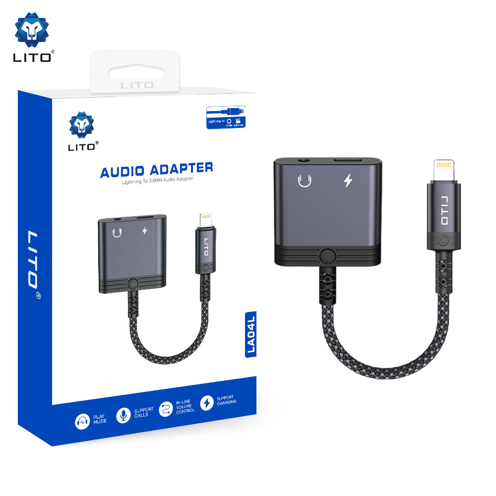 Adaptateur Audio Lightning - Lightning / 3.5mm Lito LA04L, Noir