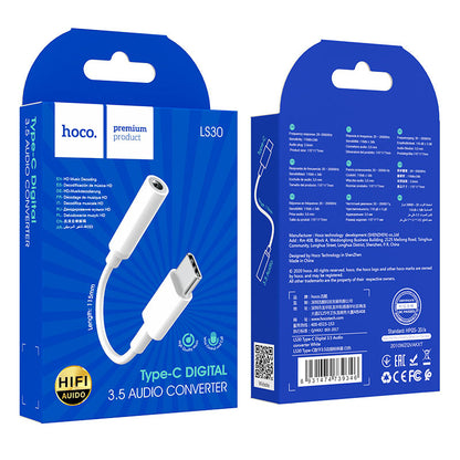 Adaptateur Audio USB-C - 3,5 mm HOCO LS30, Blanc