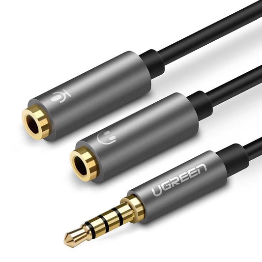 Adaptateur audio 3.5mm - 2 x 3.5mm UGREEN AV141, 0.2m, Gris