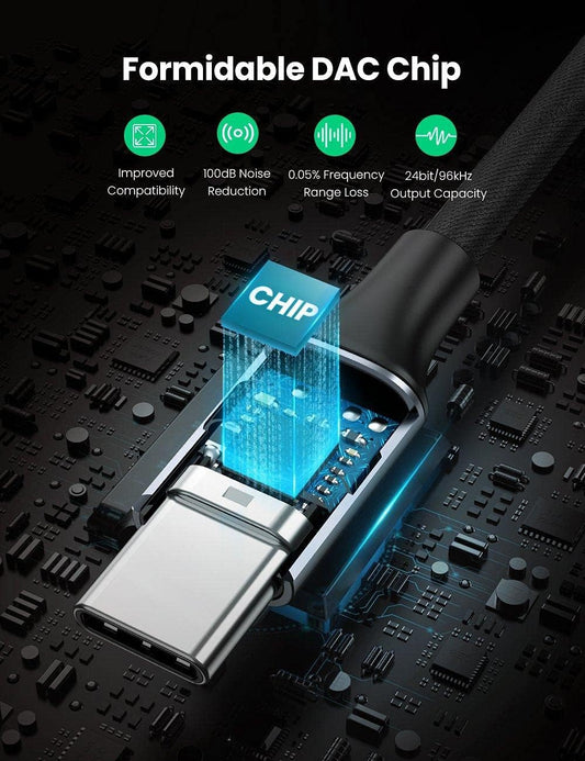 Adaptateur audio USB-C - 3.5mm UGREEN AV161, 0.15m, Gris