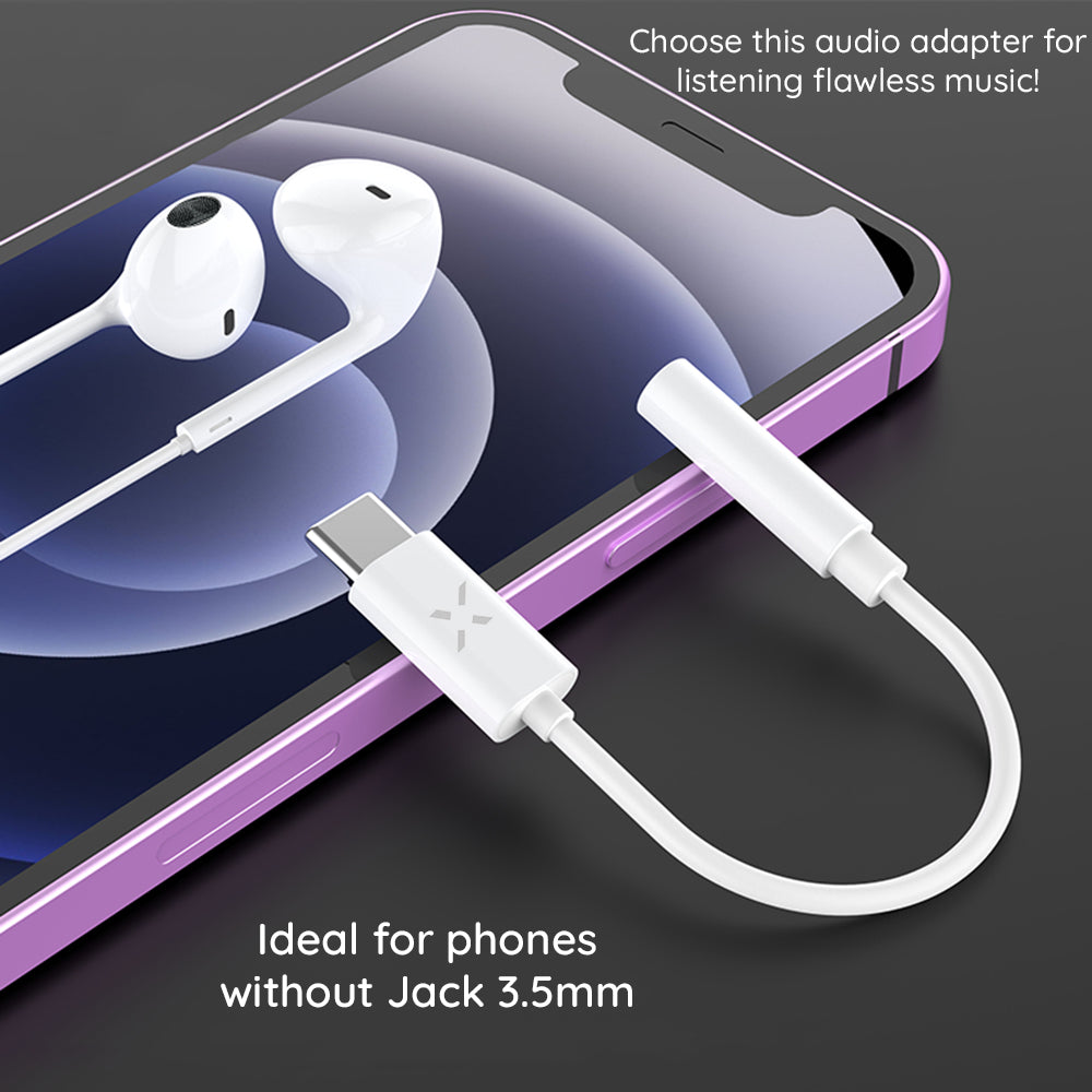 USB-C to 3.5mm Fixed Audio Adapter, White