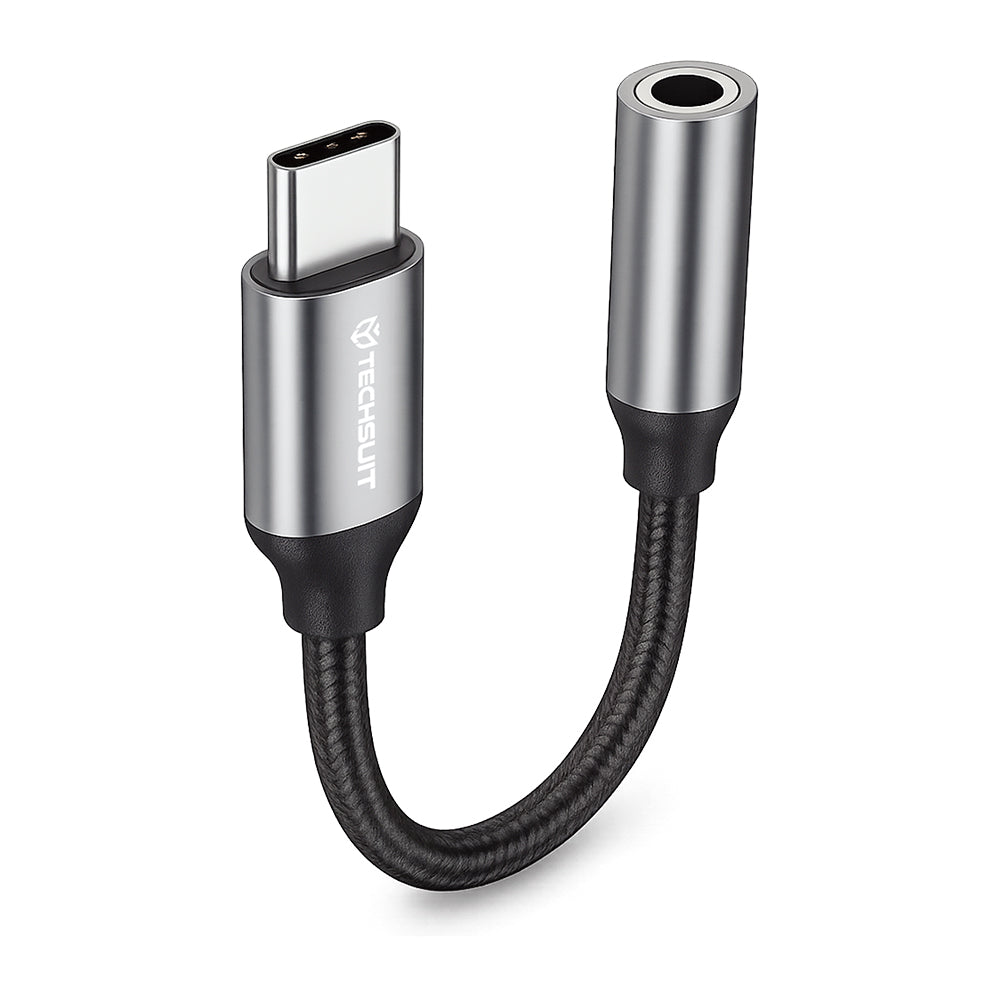 Adaptateur Audio USB-C - 3.5mm Techsuit AC12 FuseXound, Gris, Set 2 pièces