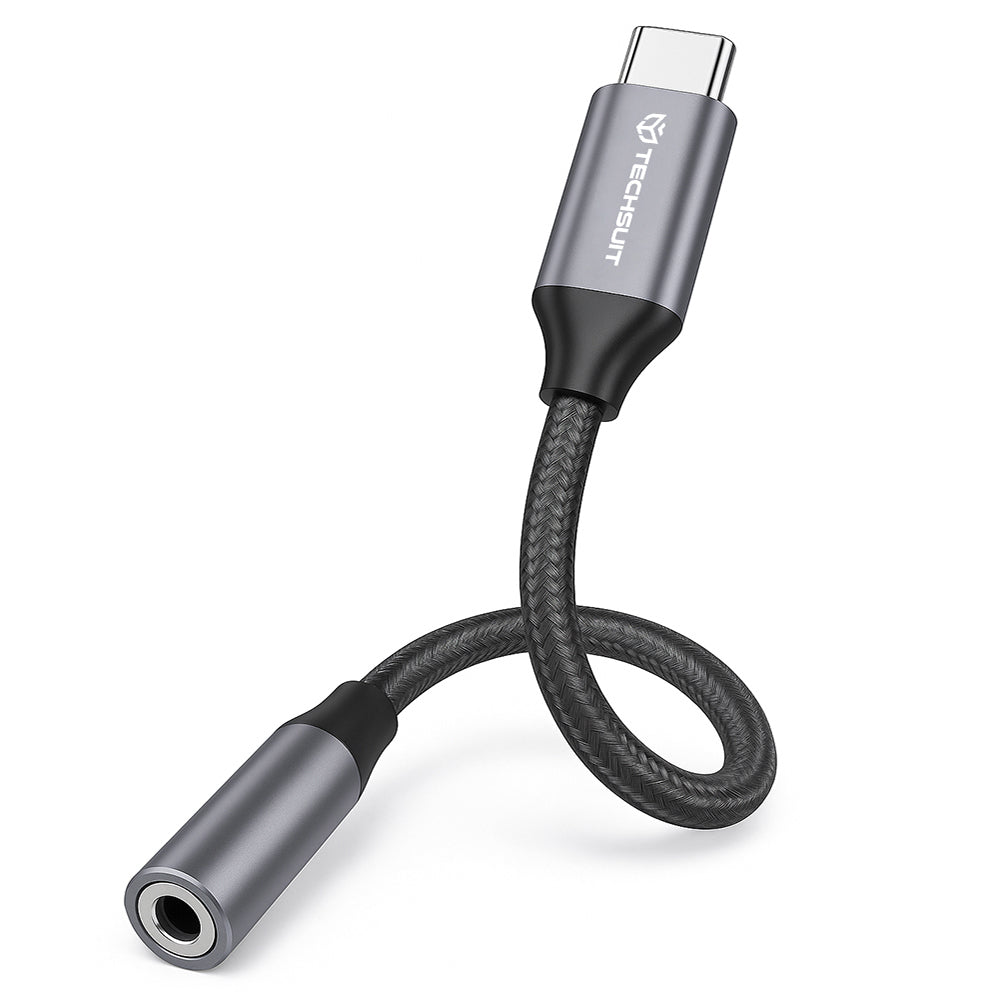 Adaptateur Audio USB-C - 3.5mm Techsuit AC12 FuseXound, Gris, Set 2 pièces