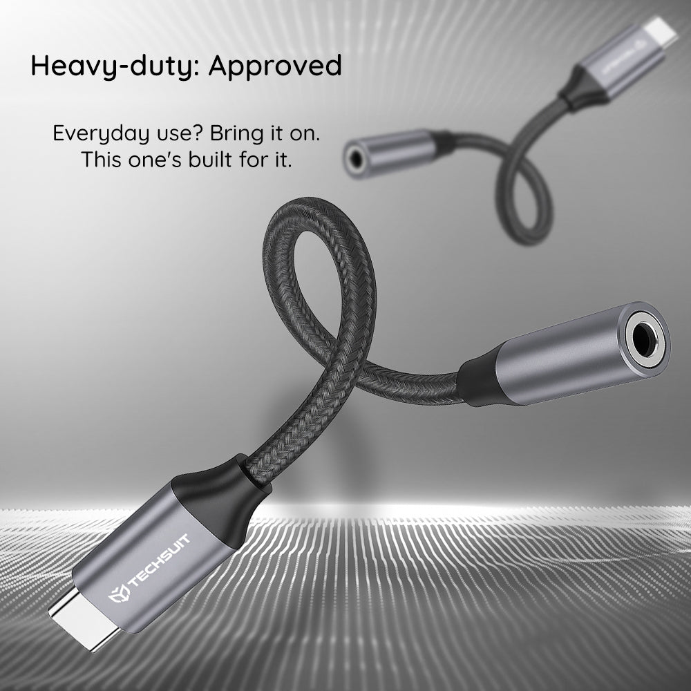 Adaptateur Audio USB-C - 3.5mm Techsuit AC12 FuseXound, Gris, Set 2 pièces