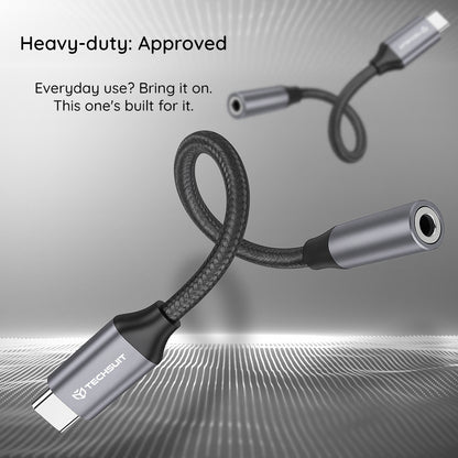 Adaptateur Audio USB-C - 3.5mm Techsuit AC12 FuseXound, Gris, Set 2 pièces