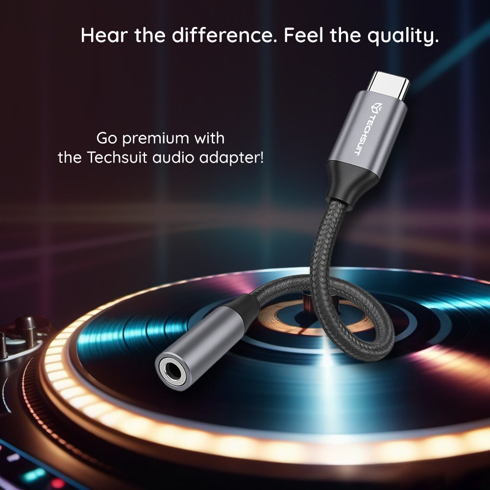 Adaptateur Audio USB-C - 3.5mm Techsuit AC12 FuseXound, Gris, Set 2 pièces