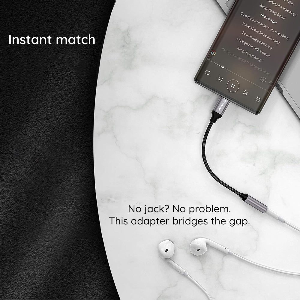 Adaptateur Audio USB-C - 3.5mm Techsuit AC12 FuseXound, Gris, Set 2 pièces