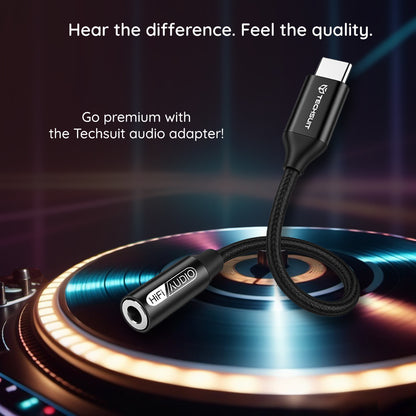Adaptateur Audio USB-C - 3.5mm Techsuit AC13 FuseXound, Noir