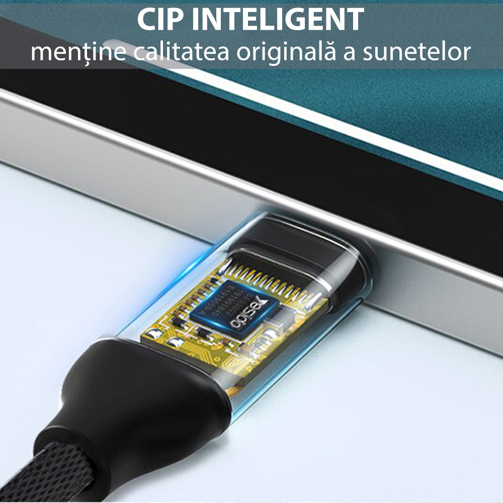 Adaptateur Audio USB-C - 3.5mm Yesido YAU19, Noir