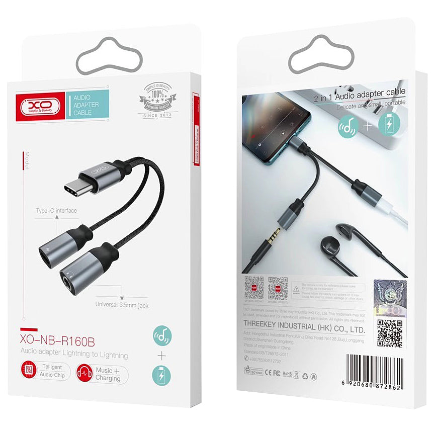 Adaptateur Audio USB-C - USB-C / 3.5mm XO Design NBR160B, Noir