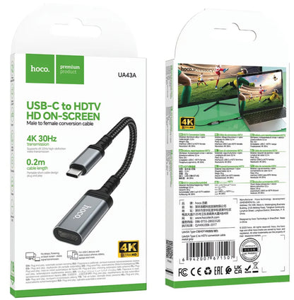 Adaptateur Audio et Vidéo USB-C - HDMI HOCO UA43A, Gris