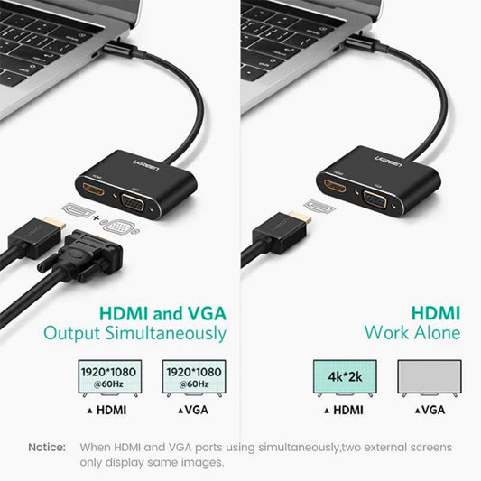 Adaptateur Vidéo UGREEN CM449, USB-A - HDMI / VGA, Gris