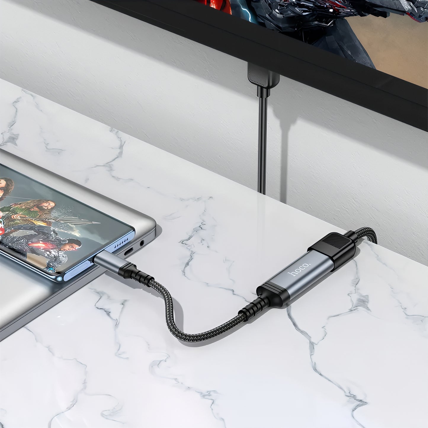 Adaptateur Audio et Vidéo USB-C - HDMI HOCO UA43A, Gris