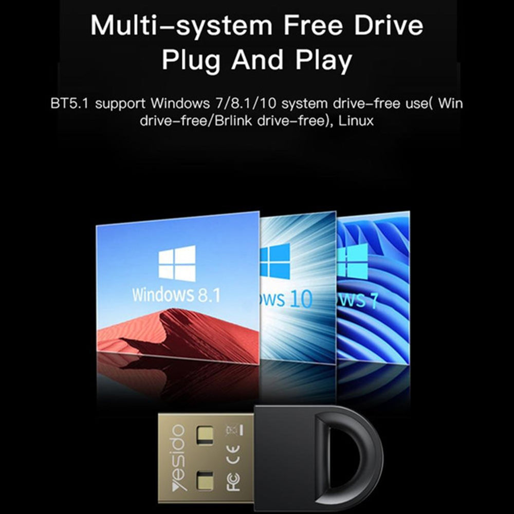 USB Bluetooth Adapter Yesido YAU34, Black