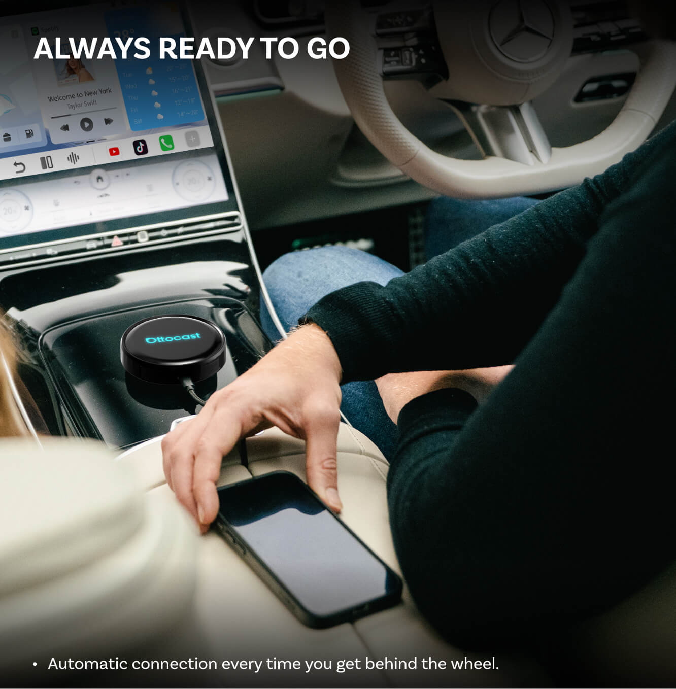 Adaptateur Carplay / Android Auto sans fil Ottocast OttoAibox P3 Pro pour Apple iPhone / séries Android, reconditionné PCS61-T