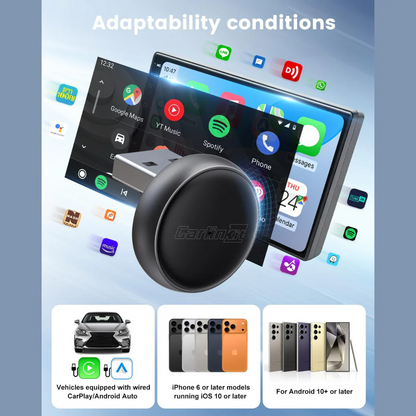 Adaptateur Carplay / Android Auto sans fil Carlinkit Mini Ultra3 pour Apple iPhone / Série Android