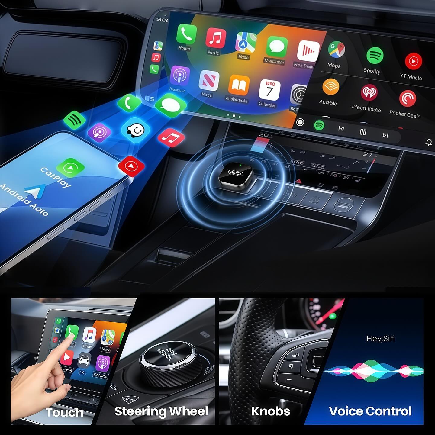Adaptateur Carplay / Android Auto sans fil XO Design CZ026 mini pour Apple iPhone / Android Series