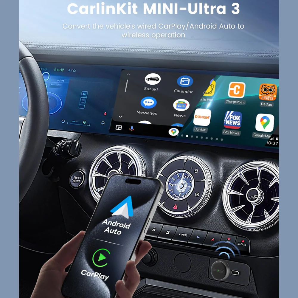 Adaptateur Carplay / Android Auto sans fil Carlinkit Mini Ultra3 pour Apple iPhone / Série Android