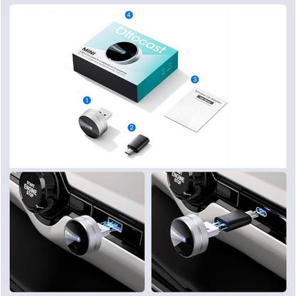 Adaptateur Carplay / Android Auto sans fil Ottocast Mini Slim Tube pour Apple iPhone / série Android CP88-T4